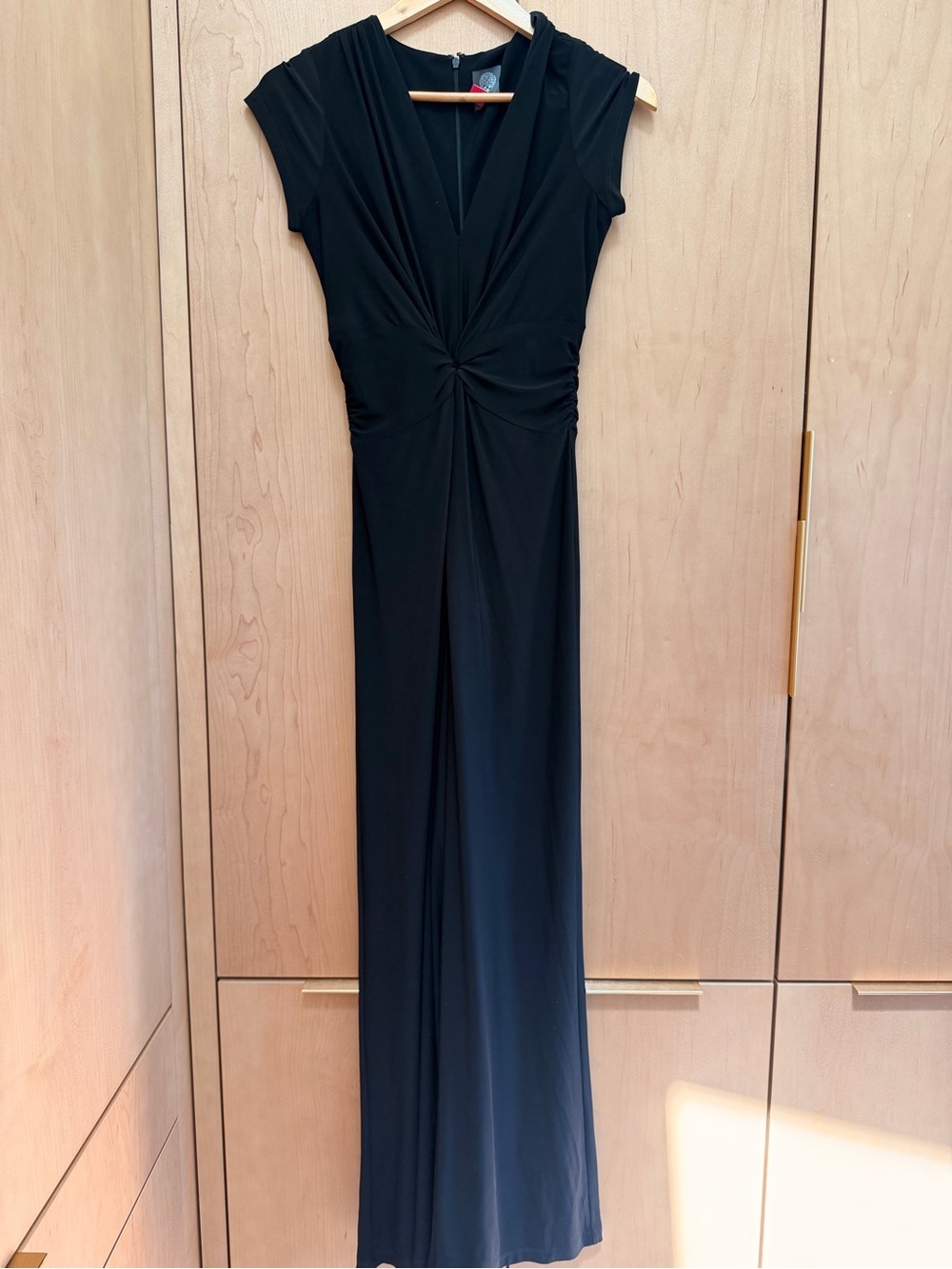 Elegant Black v-neck Knot-Front Women's wide leg jumpsuit